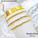 Juego de pulsera de oro chino (x3) Juego de pulsera de oro chino (x3)