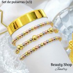 Juego de pulsera de oro chino (x3) Juego de pulsera de oro chino (x3)