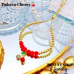 pulsera balin ajustable con dije cereza (&12）