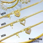 pulsera eslabon con doble dije oro chino (&14）