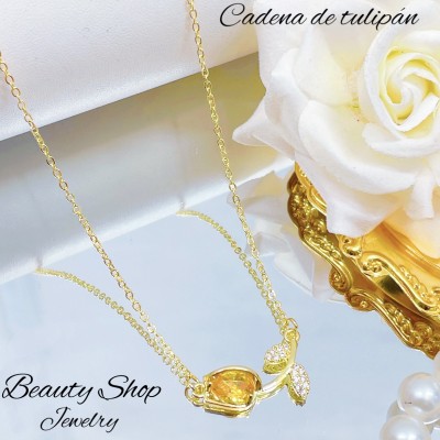 #G cadena Tulipan oro chino 14&