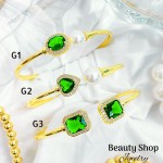 Pulseras Rígida Oro Chino Con Piedra Elegante 16&&