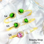 Pulseras Rígida Oro Chino Con Piedra Elegante 16&&