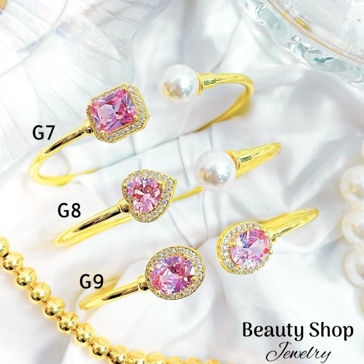 Pulseras Rígida Oro Chino Con Piedra Elegante 16&&