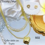#s juego cadena doble con dije corazon （&16）