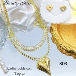 #s juego cadena doble con dije corazon （&16）