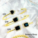 Pulseras Rígida Oro Chino Con Piedra Elegante 16&&