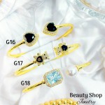 Pulseras Rígida Oro Chino Con Piedra Elegante 16&&