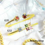 Pulseras Rígida Oro Chino Con Piedra Elegante 16&&
