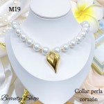 #m cadena perla con dije corazon oro chino （12.2&）