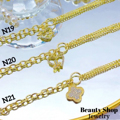 pulsera eslabon con doble dije oro chino (&14)