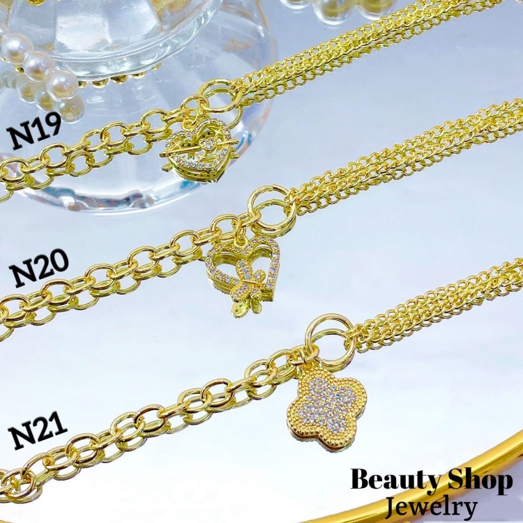 pulsera eslabon con doble dije oro chino (&14）