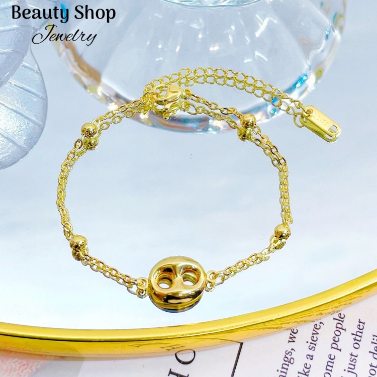 Pulsera de oro chino con dije (&8) Pulsera de oro chino con dije (&8)