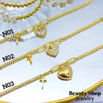 pulsera eslabon con doble dije oro chino (&14）
