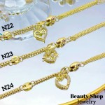 pulsera eslabon con doble dije oro chino (&14）