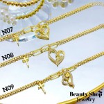 pulsera eslabon con doble dije oro chino (&14）