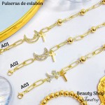 pulsera oro chino eslabon dije con balin 12.5& pulsera oro chino eslabon dije con balin 12.5&