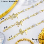 pulsera oro chino eslabon dije con balin 12.5& pulsera oro chino eslabon dije con balin 12.5&