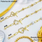 pulsera oro chino eslabon dije con balin 12.5& pulsera oro chino eslabon dije con balin 12.5&