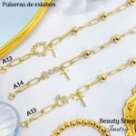 pulsera oro chino eslabon dije con balin 12.5& pulsera oro chino eslabon dije con balin 12.5&