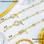 pulsera oro chino eslabon dije con balin 12.5& pulsera oro chino eslabon dije con balin 12.5&