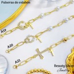 pulsera oro chino eslabon dije con balin 12.5& pulsera oro chino eslabon dije con balin 12.5&