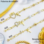 pulsera oro chino eslabon dije con balin 12.5& pulsera oro chino eslabon dije con balin 12.5&