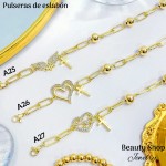 pulsera oro chino eslabon dije con balin 12.5& pulsera oro chino eslabon dije con balin 12.5&