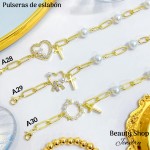 pulsera oro chino eslabon dije con balin 12.5& pulsera oro chino eslabon dije con balin 12.5&