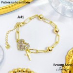 pulsera oro chino eslabon dije con balin 12.5& pulsera oro chino eslabon dije con balin 12.5&