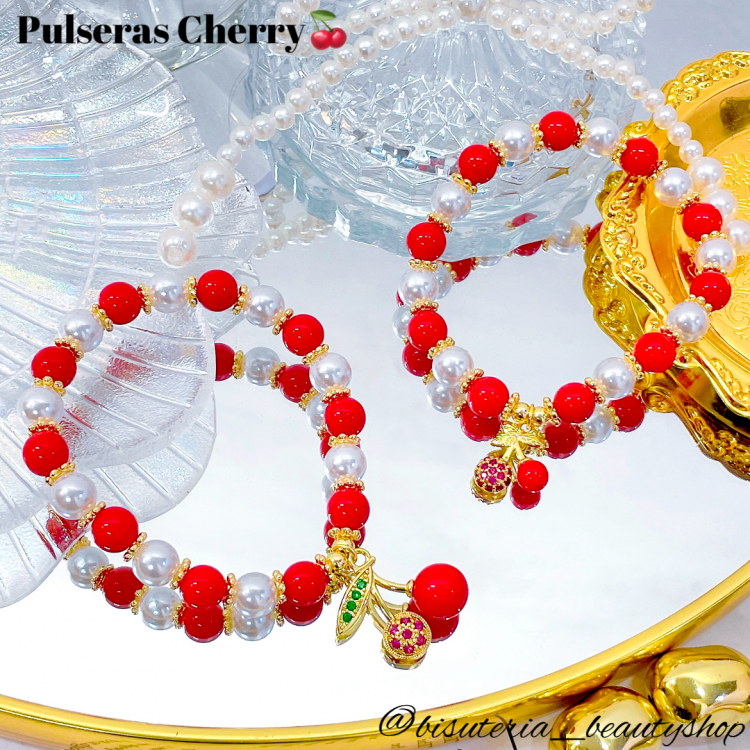 pulsera cereza con perla (&12) pulsera cereza con perla (&12)