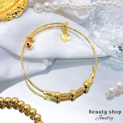#k Pulseras ajustables Oro Chino con Balín cascabel 8.50&&