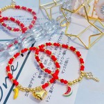 pulsera engomada con Dijes Oro Chino 14.5&