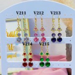 #V Zarcillos larga color circón  oro chino ((&6)