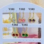 #V Zarcillos larga color circón  oro chino ((&6)