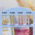 #V Zarcillos larga color circón  oro chino ((&6)