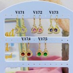 #V Zarcillos larga color circón  oro chino ((&6)