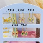 #V Zarcillos larga color circón  oro chino ((&6)