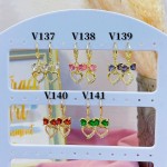 #V Zarcillos larga color circón  oro chino ((&6)