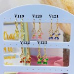 #V Zarcillos larga color circón  oro chino ((&6)