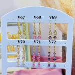 #V Zarcillos larga color circón  oro chino ((&6)