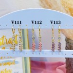 #V Zarcillos larga color circón  oro chino ((&6)