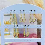 #V Zarcillos larga color circón  oro chino ((&6)