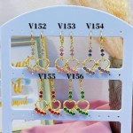 #V Zarcillos larga color circón  oro chino ((&6)