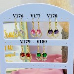 #V Zarcillos larga color circón  oro chino ((&6)
