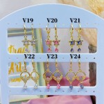 #V Zarcillos larga color circón  oro chino ((&6)