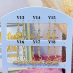 #V Zarcillos larga color circón  oro chino ((&6)