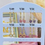 #V Zarcillos larga color circón  oro chino ((&6)
