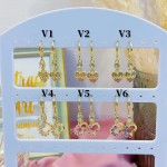 #V Zarcillos larga color circón  oro chino ((&6)