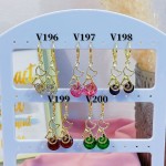 #V Zarcillos larga color circón  oro chino ((&6)